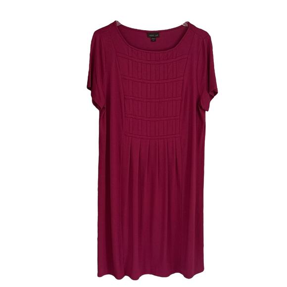 J.Jill Wearever Collection Wine Basketweave Short Sleeve Dress Open Cardigan L - Picture 1 of 7
